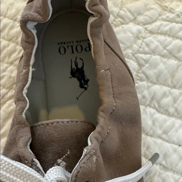 Polo by Ralph Lauren womens taupe suede sneakers